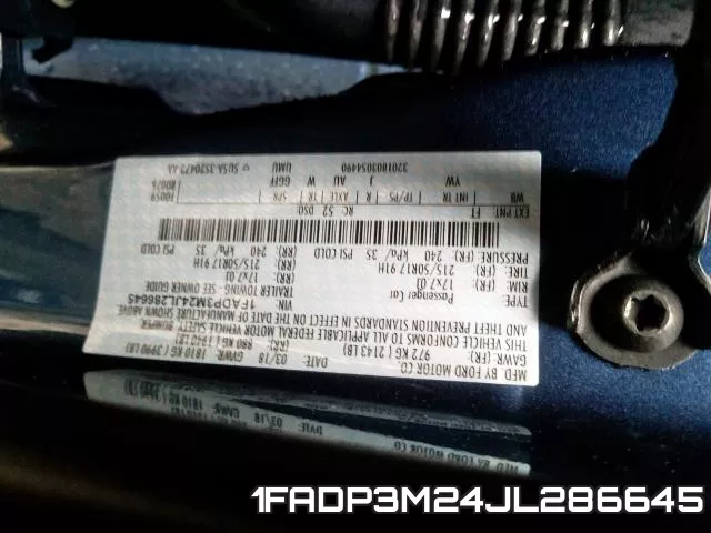 1FADP3M24JL286645 фото 2