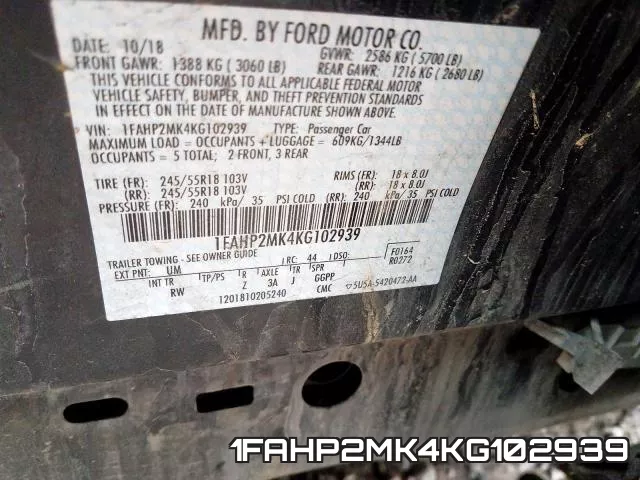 1FAHP2MK4KG102939 фото 2