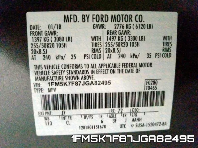 1FM5K7F87JGA82495 фото 2