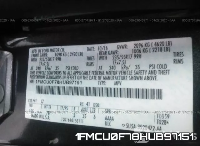 1FMCU0F78HUB97151 фото 7