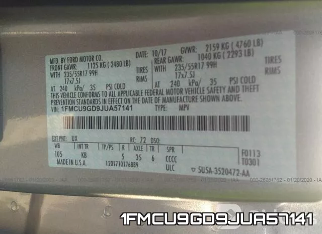 1FMCU9GD9JUA57141 фото 8