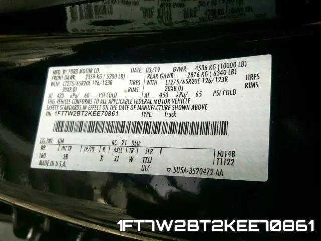 1FT7W2BT2KEE70861 фото 2