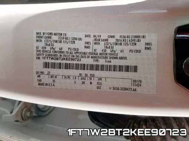 1FT7W2BT2KEE90723 фото 2