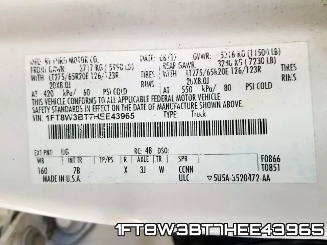 1FT8W3BT7HEE43965 фото 2