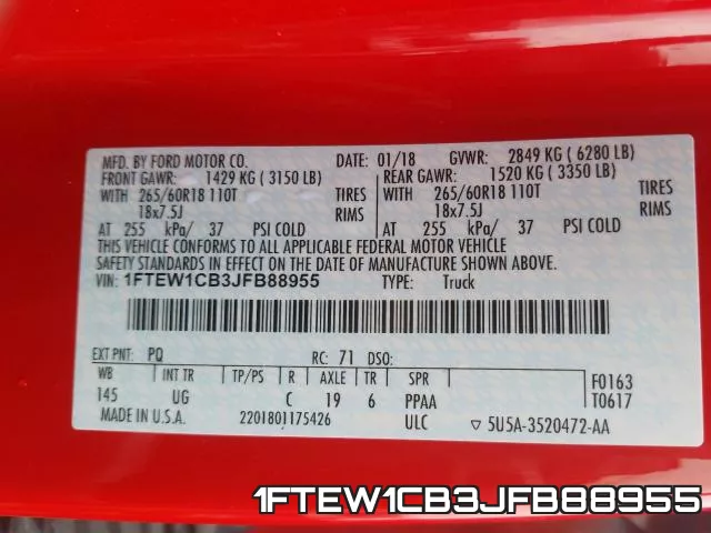 1FTEW1CB3JFB88955 фото 2