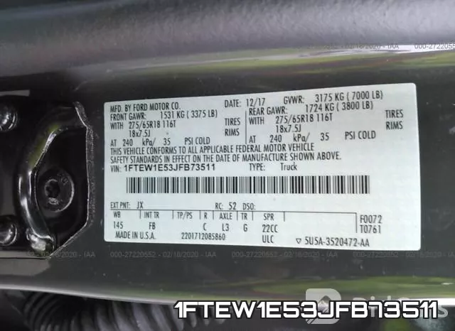 1FTEW1E53JFB73511 фото 6