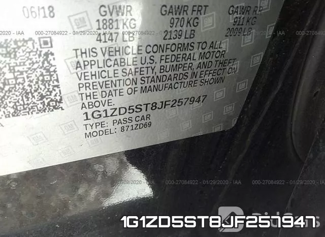 1G1ZD5ST8JF257947 фото 8