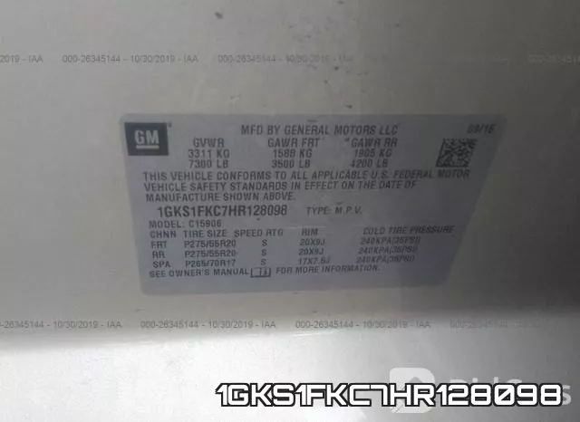 1GKS1FKC7HR128098 фото 6
