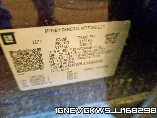 1GNEVGKW5JJ168298 фото 2
