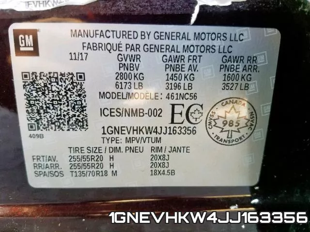 1GNEVHKW4JJ163356 фото 2