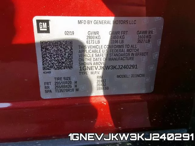 1GNEVJKW3KJ240291 фото 2