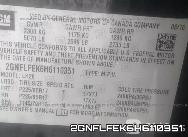 2GNFLFEK6H6110351 фото 7