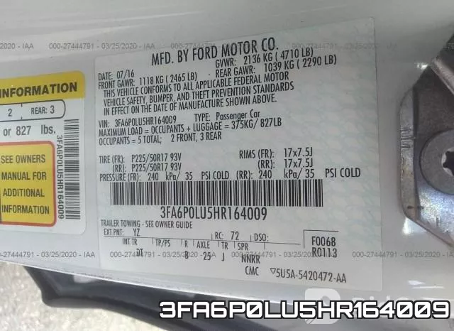 3FA6P0LU5HR164009 фото 7