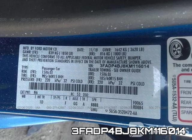 3FADP4BJ8KM116014 фото 7