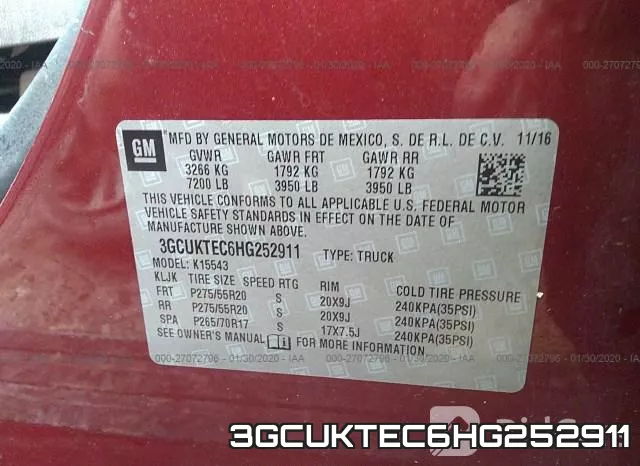 3GCUKTEC6HG252911 фото 10