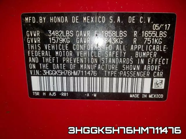 3HGGK5H76HM711476 фото 2