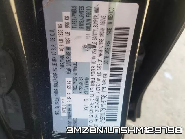 3MZBN1U75HM129798 фото 2
