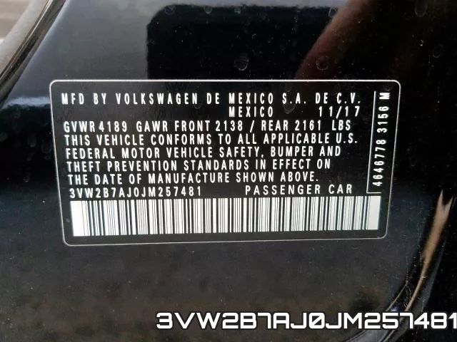 3VW2B7AJ0JM257481 фото 2