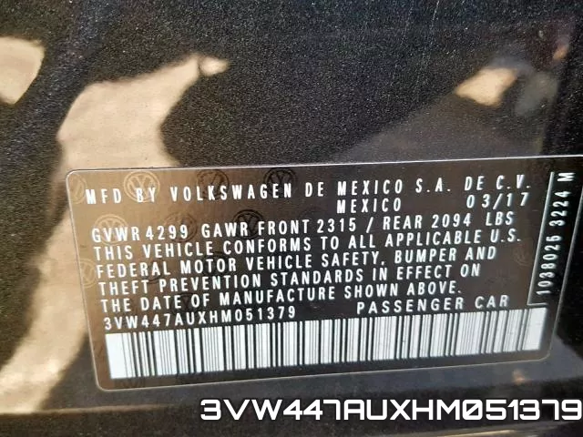 3VW447AUXHM051379 фото 2