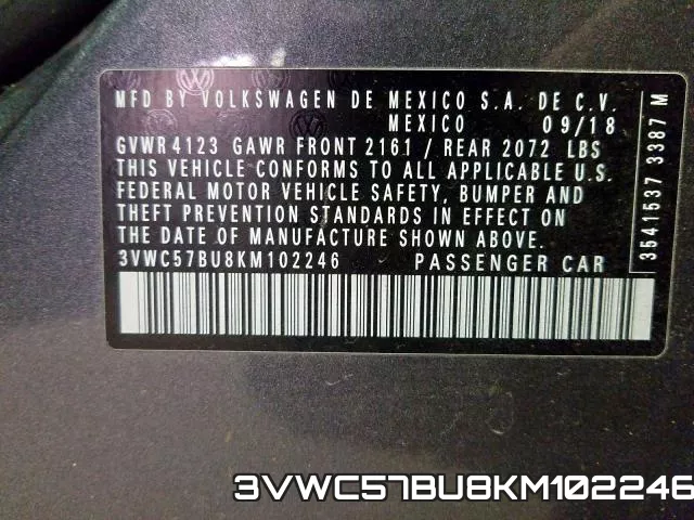 3VWC57BU8KM102246 фото 2