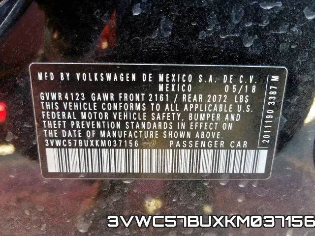 3VWC57BUXKM037156 фото 2