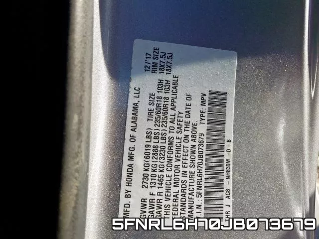 5FNRL6H70JB073679 фото 2