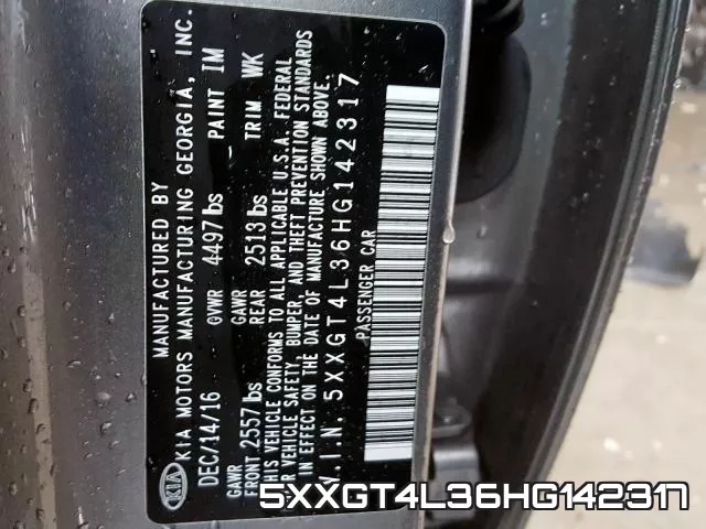 5XXGT4L36HG142317 фото 2