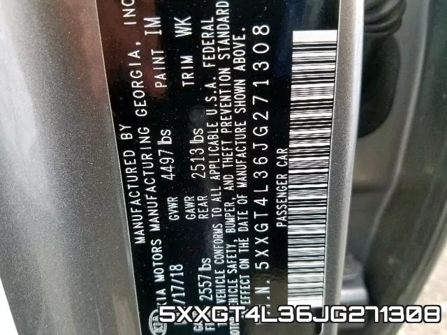 5XXGT4L36JG271308 фото 2