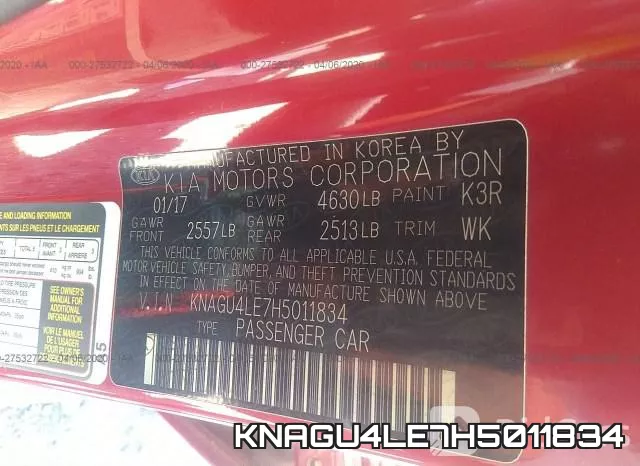 KNAGU4LE7H5011834 фото 8