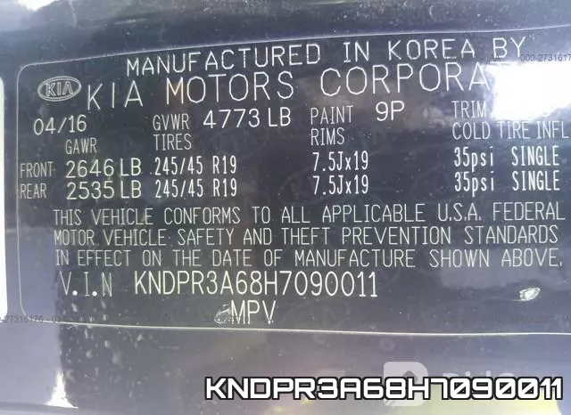 KNDPR3A68H7090011 фото 6