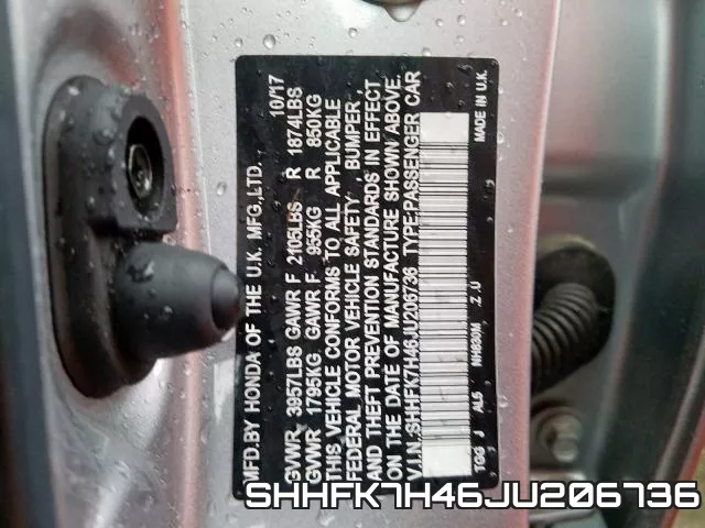 SHHFK7H46JU206736 фото 2