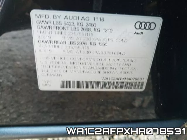 WA1C2AFPXHA078531 фото 2