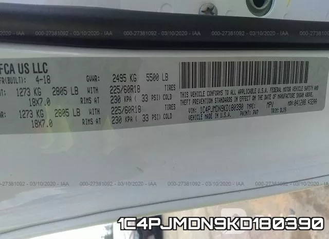 1C4PJMDN9KD180390 фото 6