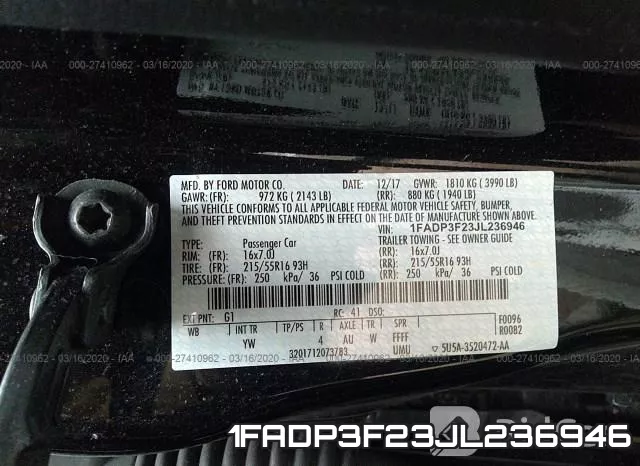 1FADP3F23JL236946 фото 7