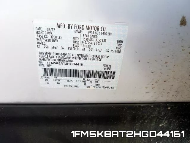 1FM5K8AT2HGD44161 фото 2