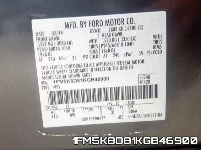 1FM5K8D81KGB46900 фото 2