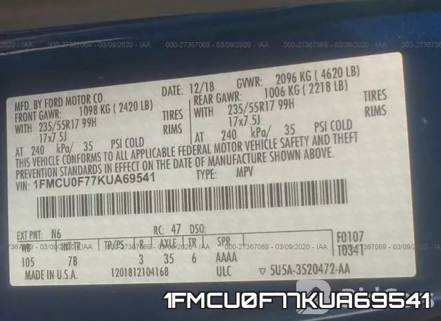 1FMCU0F77KUA69541 фото 7