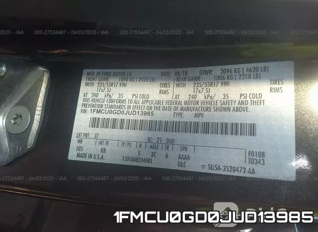 1FMCU0GD0JUD13985 фото 7