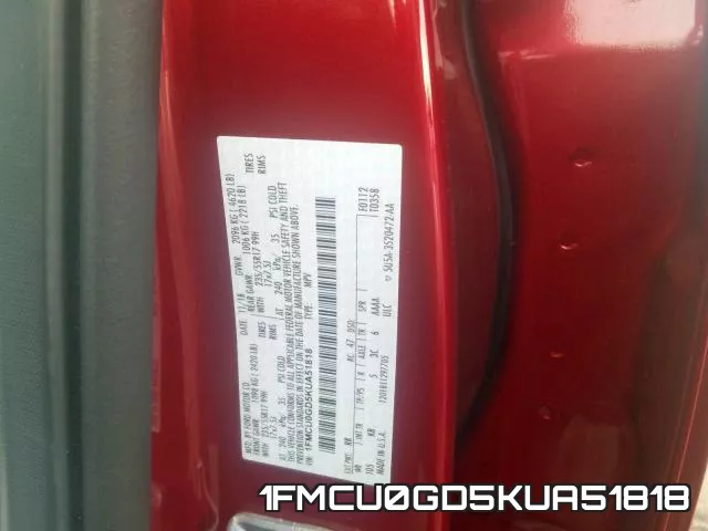 1FMCU0GD5KUA51818 фото 2