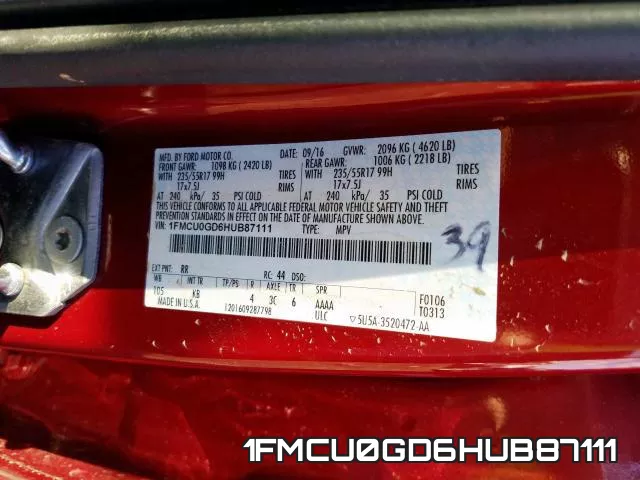 1FMCU0GD6HUB87111 фото 2