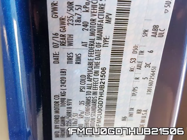 1FMCU0GD7HUB21506 фото 2