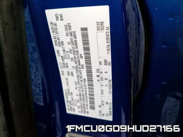 1FMCU0GD9HUD27166 фото 2