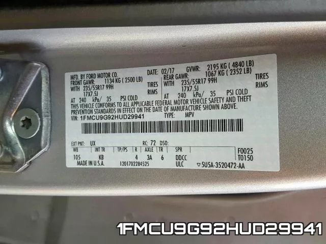 1FMCU9G92HUD29941 фото 2