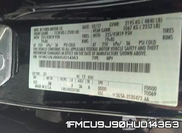 1FMCU9J90HUD14363 фото 6
