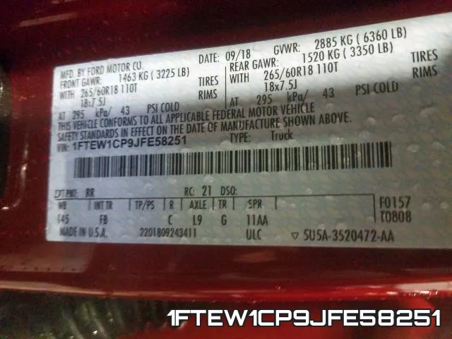 1FTEW1CP9JFE58251 фото 2