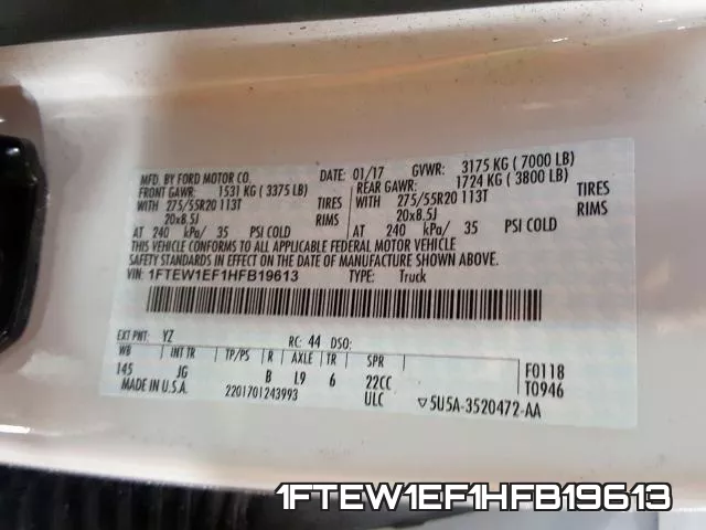 1FTEW1EF1HFB19613 фото 2