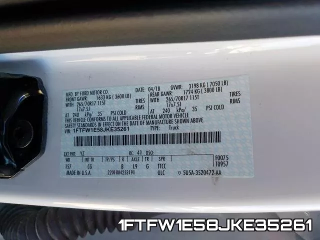 1FTFW1E58JKE35261 фото 2