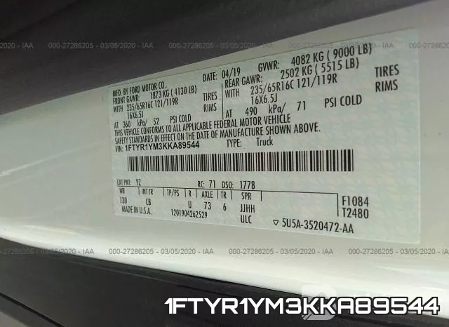 1FTYR1YM3KKA89544 фото 7