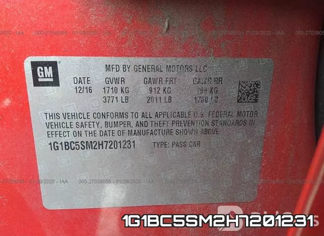 1G1BC5SM2H7201231 фото 6