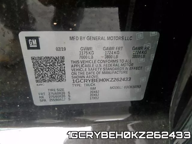 1GCRYBEH0KZ262433 фото 2